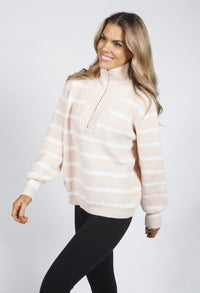 Peach Sorbet Striped Knit Pullover