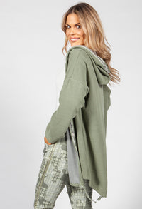 Sage Waffle Open Cardigan