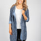 Deep Blue Leopard Print Open Cardigan