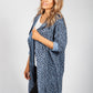 Deep Blue Leopard Print Open Cardigan