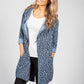 Deep Blue Leopard Print Open Cardigan