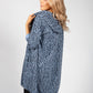 Deep Blue Leopard Print Open Cardigan