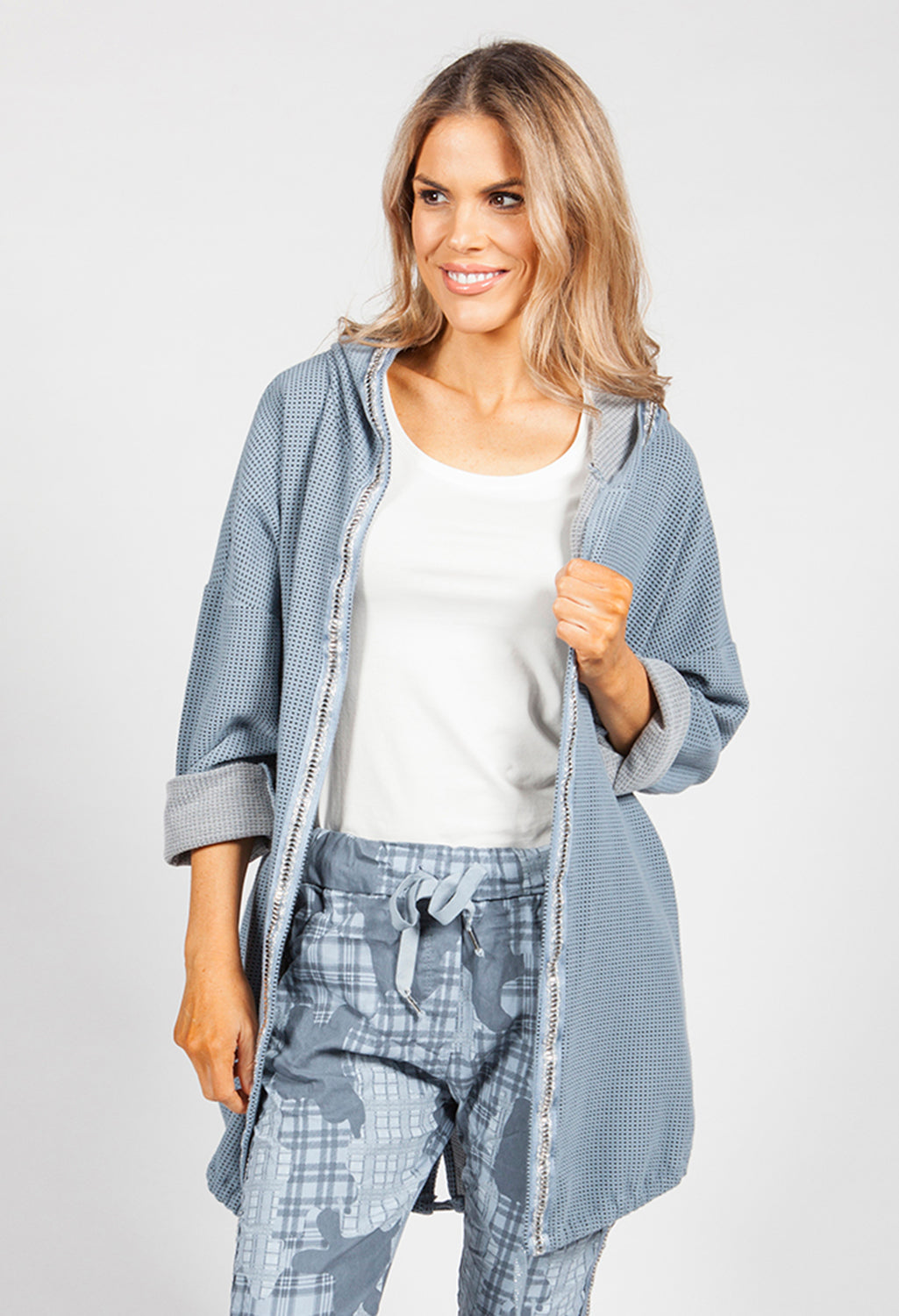 Steel blue Open Cardigan