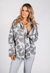 Grey Toned Tropical Print Jacket