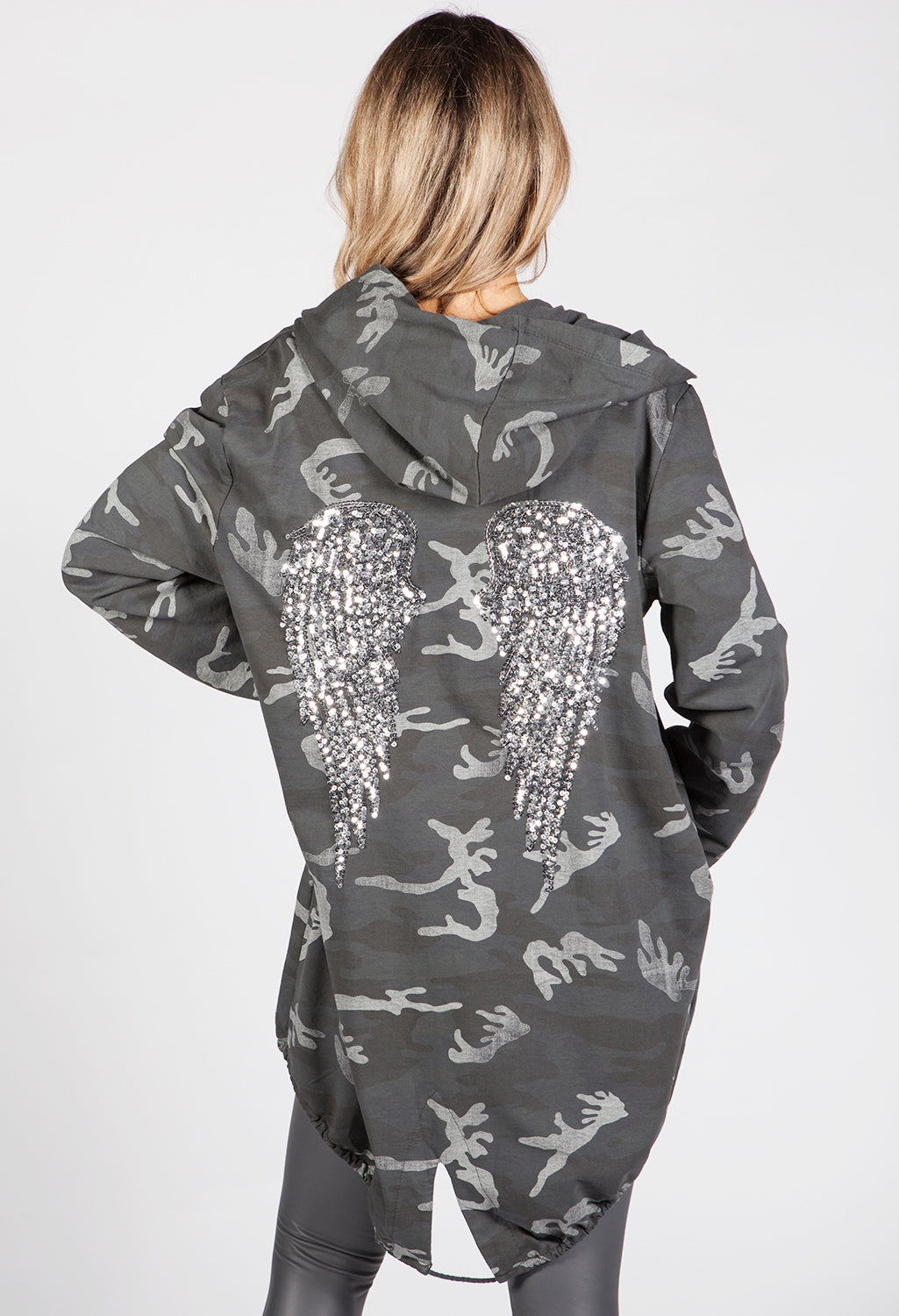 Dark Grey Angel Wing Open Hoody