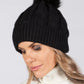 BLACK Cable KNIT POMPOM HAT