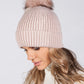 Dusty Pink Knit Hat with Pompom