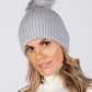 Grey Pom Pom Hat