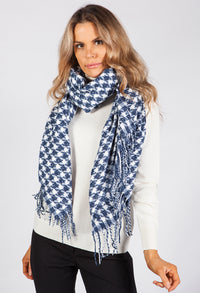 Navy Hounds Tooth Scarf