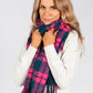 Fuchsia Checked Knit Scarf