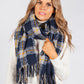 Navy and Grey Checked Scarf