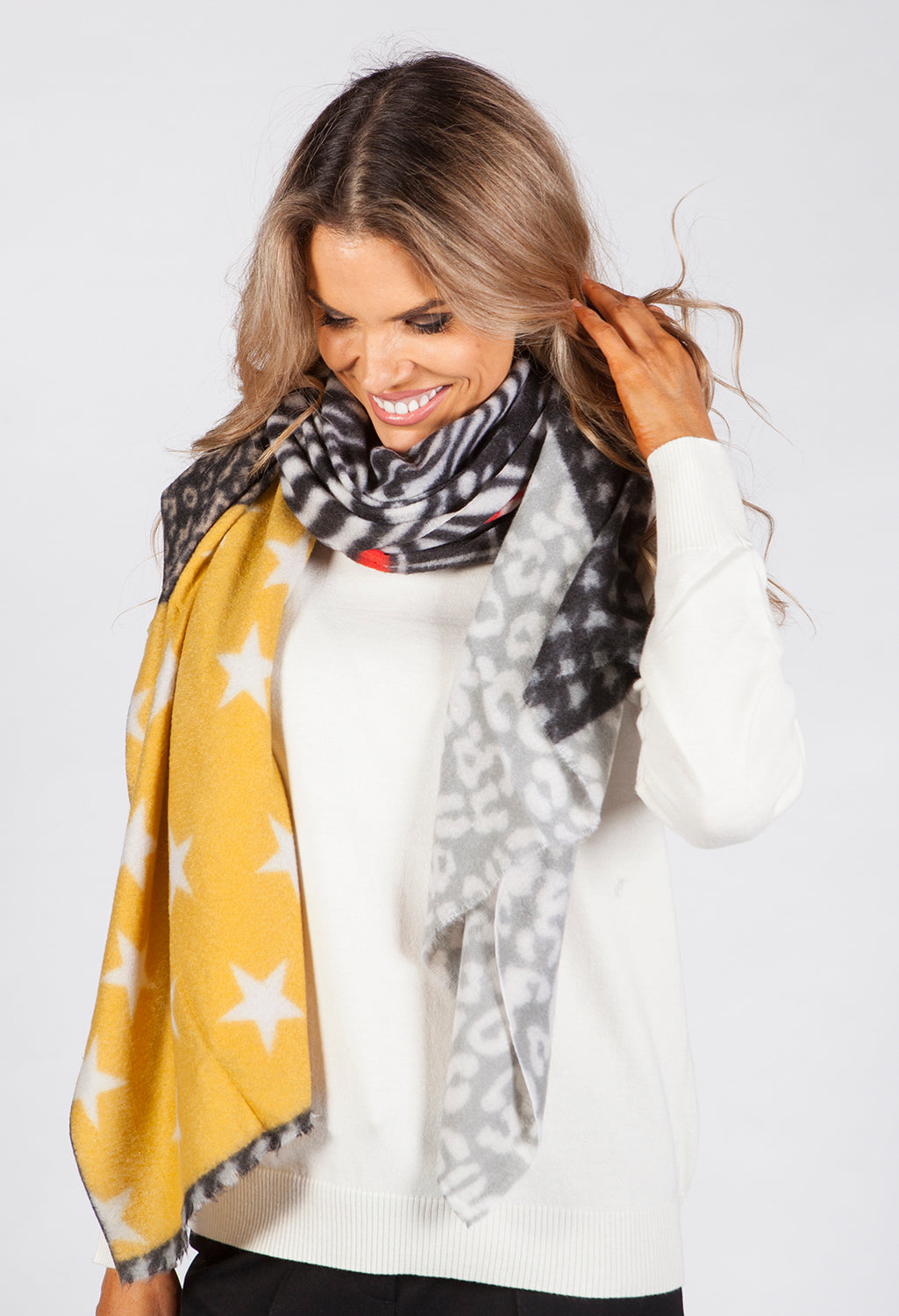 Star and Animal Print Scarf