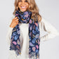 Navy Scarf with Paisley Print