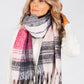 Fuchsia and Charcoal Checked Knit Scarf