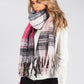 Fuchsia and Charcoal Checked Knit Scarf