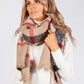 Taupe Checked Knit Scarf