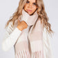 Soft Pink and Beige Checked Woolly Scarf