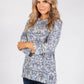 Blue and White Paisley Print Top