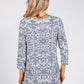 Blue and White Paisley Print Top