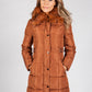 Light Brown Belted Coat with Detachable Faux Fur Collar