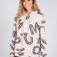 Dusty Pink Letter Print Hoodie