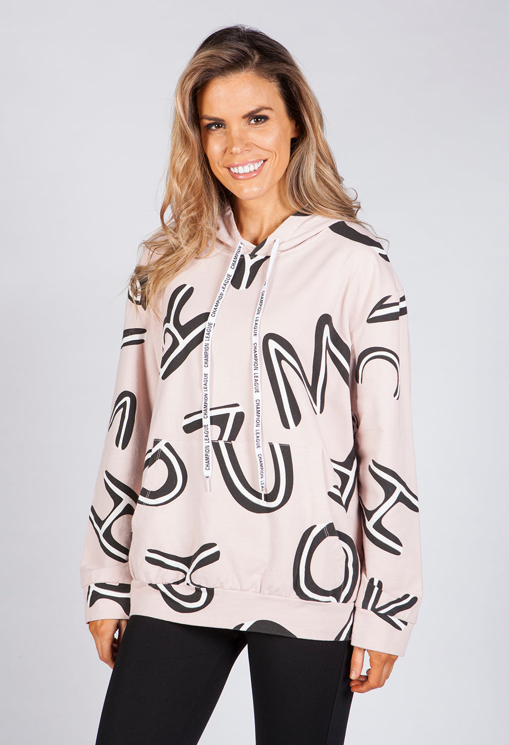 Dusty Pink Letter Print Hoodie