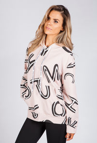 Dusty Pink Letter Print Hoodie