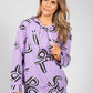 Lilac Letter Print Hoodie