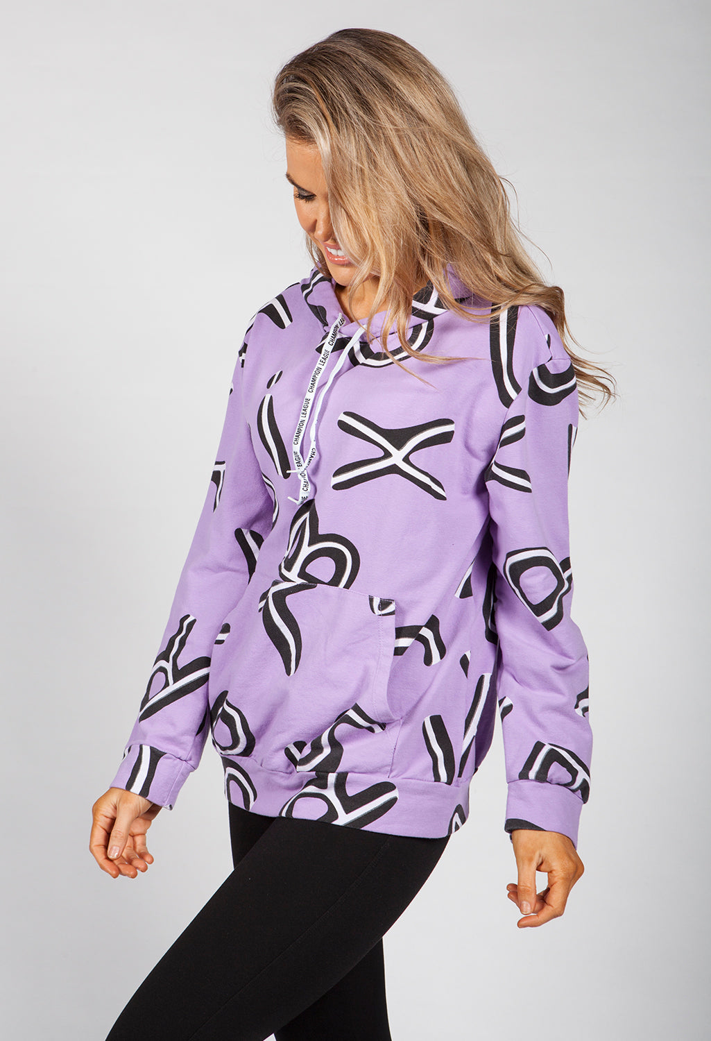 Lilac Letter Print Hoodie