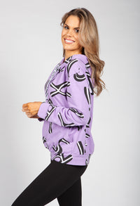 Lilac Letter Print Hoodie