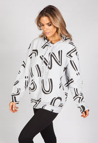 Light Grey Letter Print Hoodie