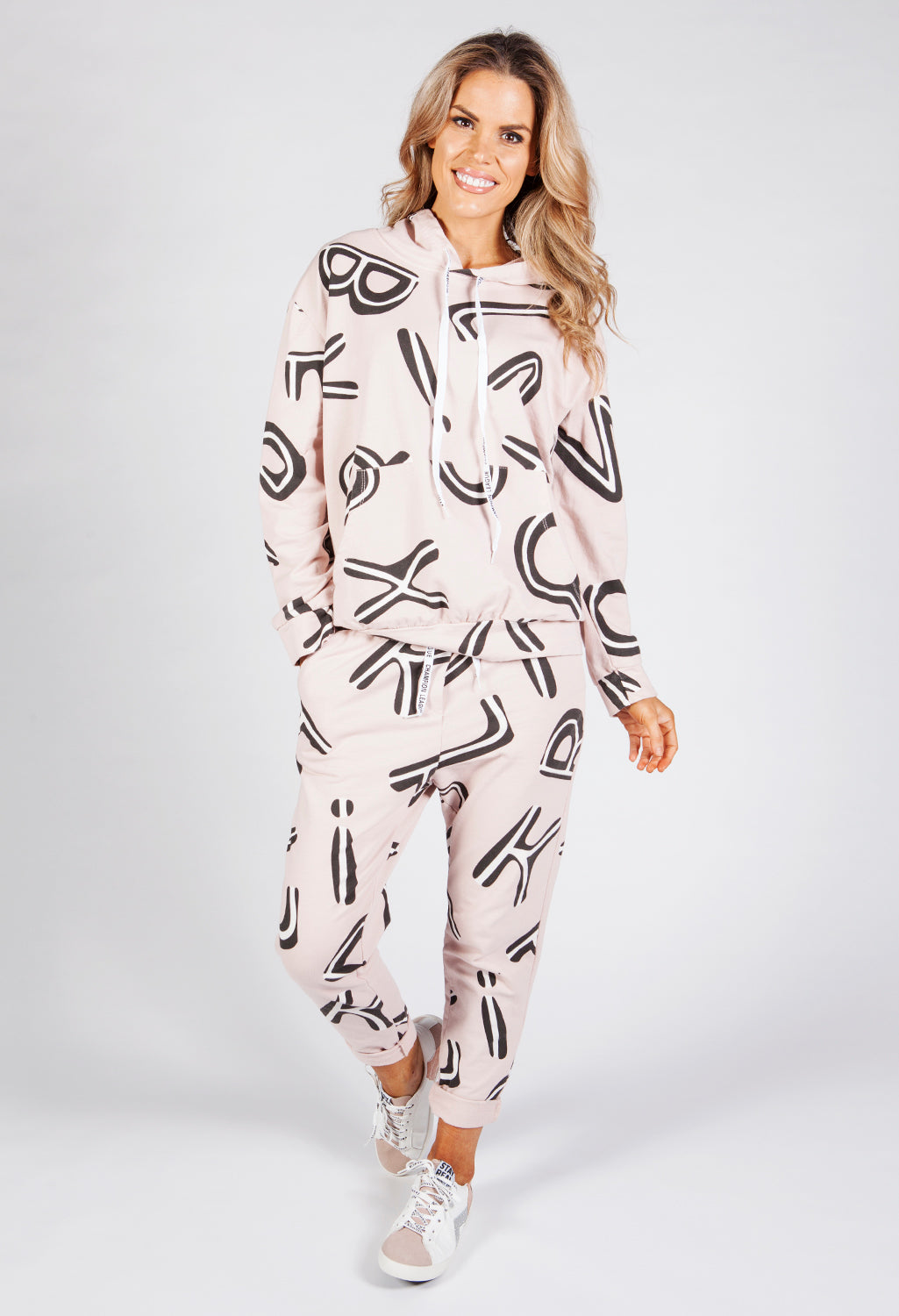 Dusty Pink Two Piece Letter Print Jogger Set