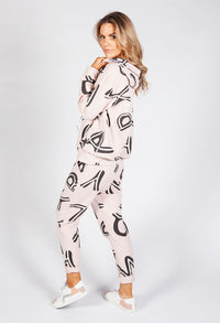 Dusty Pink Two Piece Letter Print Jogger Set