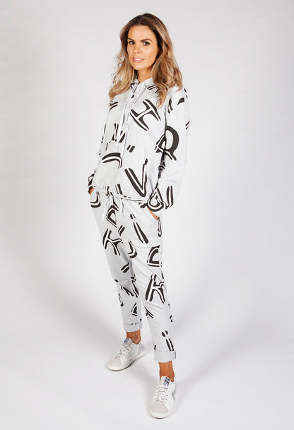 Light Grey Two Piece Letter Print Jogger Set