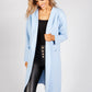 Sky Blue Long Knit Open Cardigan