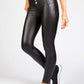 Black Faux Leather Leggings with Gold Button Detailing