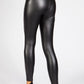 Black Faux Leather Leggings with Gold Button Detailing