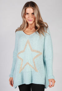 Sky Blue Star Knit Jumper