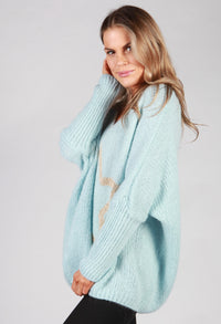 Sky Blue Star Knit Jumper