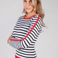 White Top with Navy Stripes