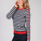 Navy Top with White Stripes