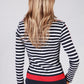 Navy Top with White Stripes