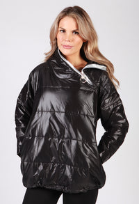 Black Zip Neck Hooded Jacket