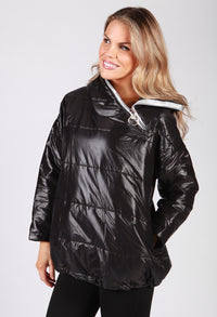 Black Zip Neck Hooded Jacket