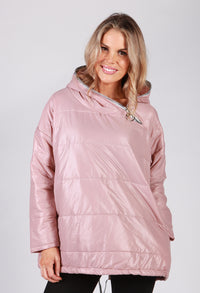 Dusty Pink Zip Neck Hooded Jacket