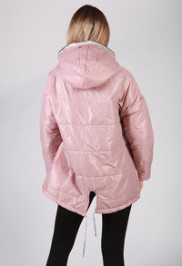 Dusty Pink Zip Neck Hooded Jacket