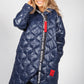 Navy Quilted Coat with Red Toggle