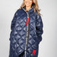 Navy Quilted Coat with Red Toggle