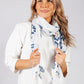 White and Blue Geometric Printed Scarf