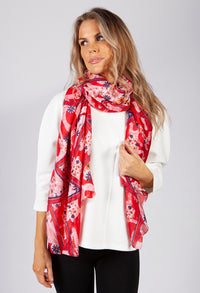 Red Flower Print Scarf